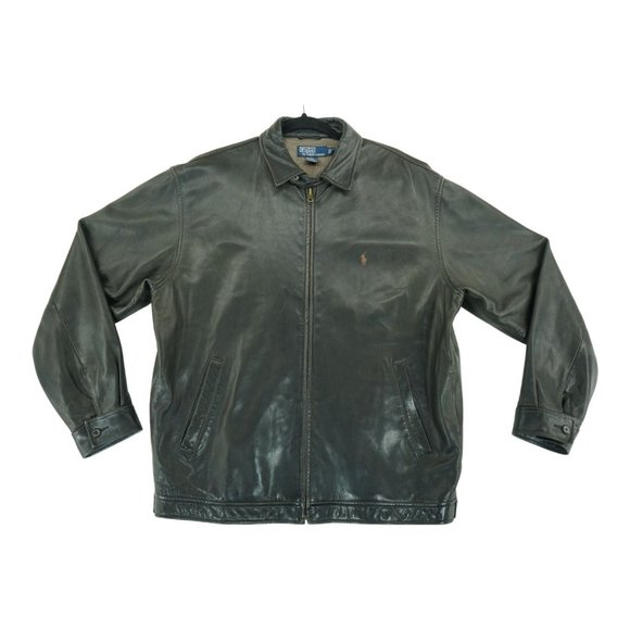 Vintage 90s Polo Ralph Lauren Genuine Soft Leather Driving Jacket Mens‎ Large L